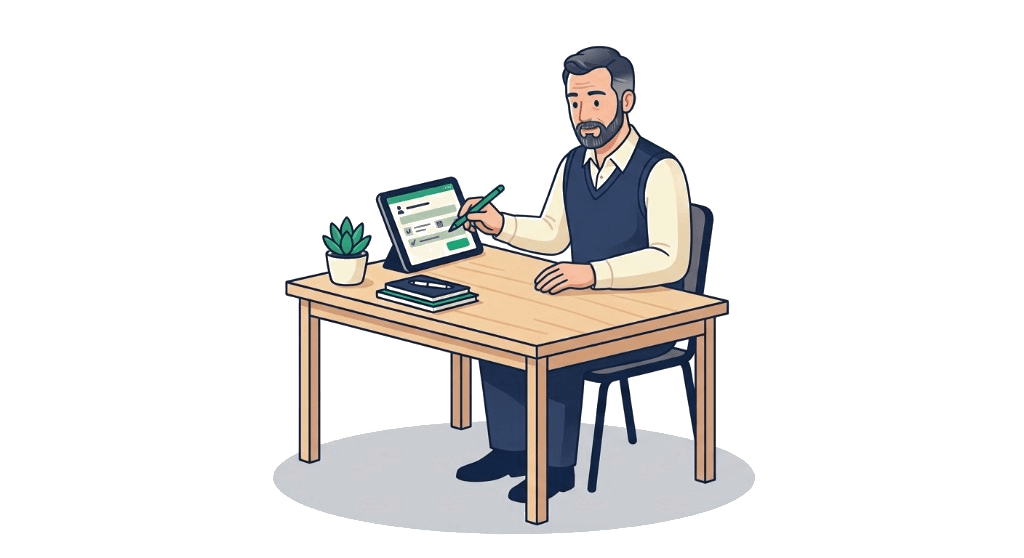 Business owner filling out a short commercial insurance application on a tablet